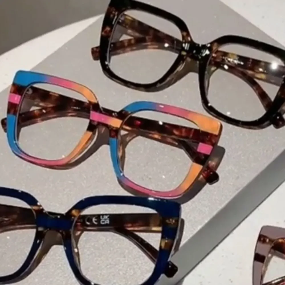 ♡♡♡Statement Stripped  Computer Glasses Colorful Bright Square Plastic Rims